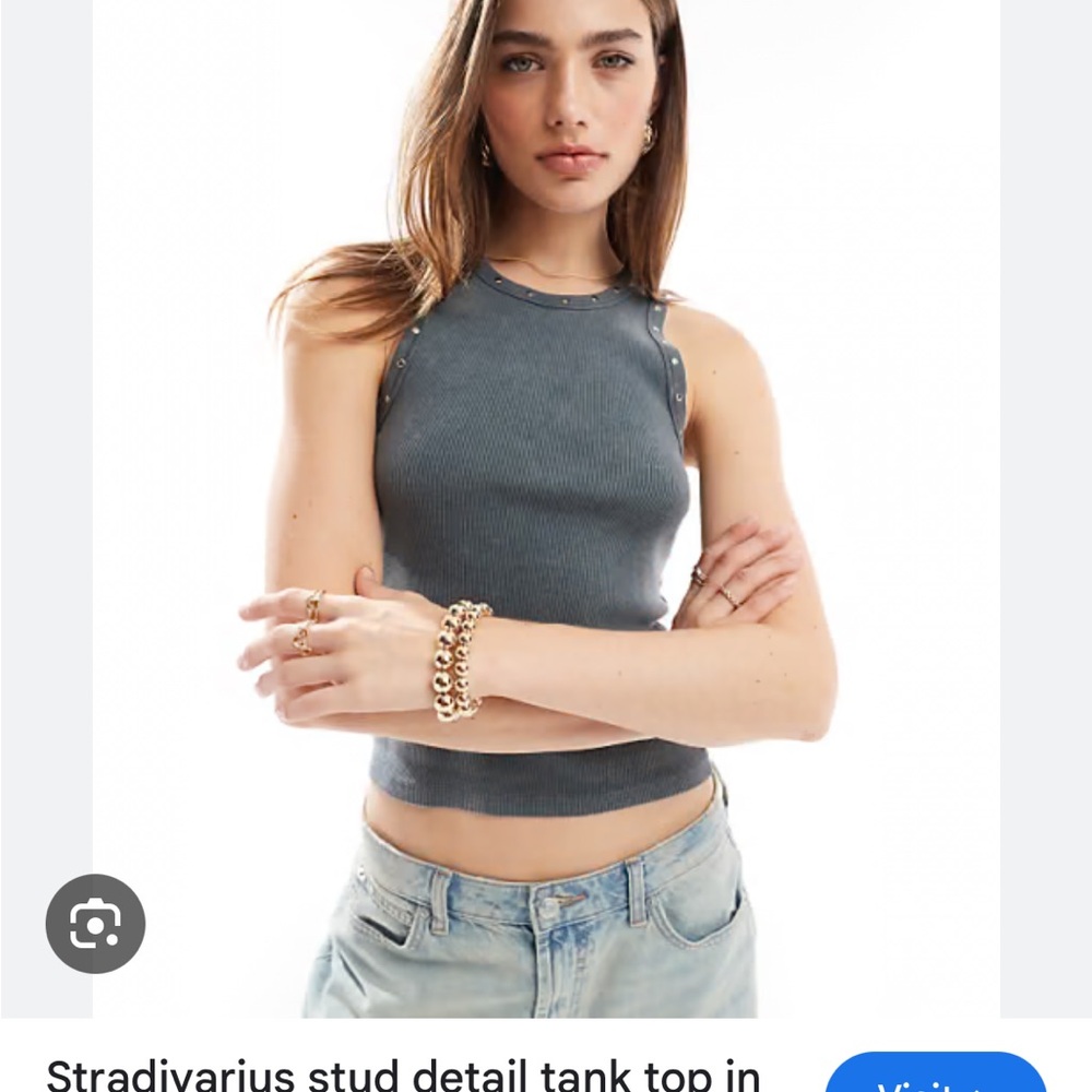 Stradivarius ribbed tank top with studs